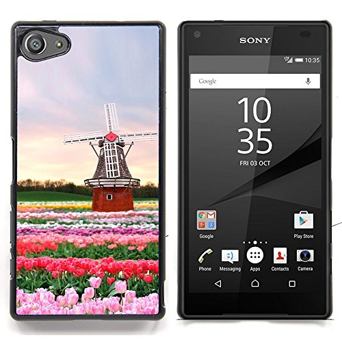 /Skull Market/ - Holland Roses Tulips Windmill Summer For Sony Xperia Z5 compact / mini - Hand Painted Custom Luxury Cover Case -