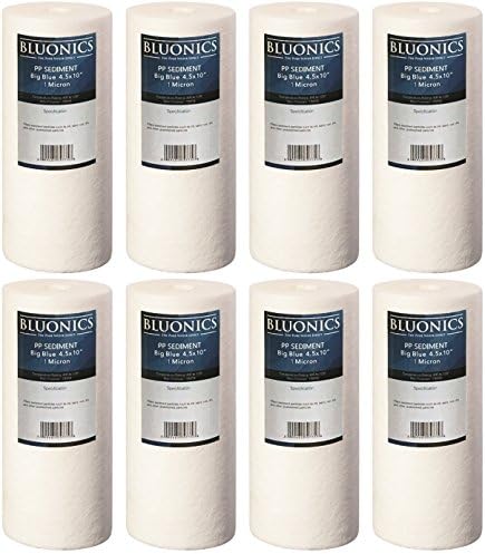 8 Big Blue Sediment Water Filters 4.5" x 10" ( 1 Micron) Whole House Cartridges