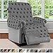 Sofa Shield Recliner Slip Cover with Patented Strap, Cushion Protector, Reversible Stain and Dog Tear Resistant Slipcover, Quilted Microfiber 28” Seat, Washable Covers for Dogs Pet Kids Paw Gray Black