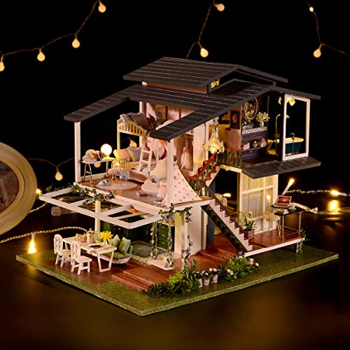 GuDoQi DIY Miniature Dollhouse Kit, Tiny House kit with Music, Miniature House Kit 1:24 Scale Monet Garden, Great Handmade Crafts Gift for Birthday Easter Day