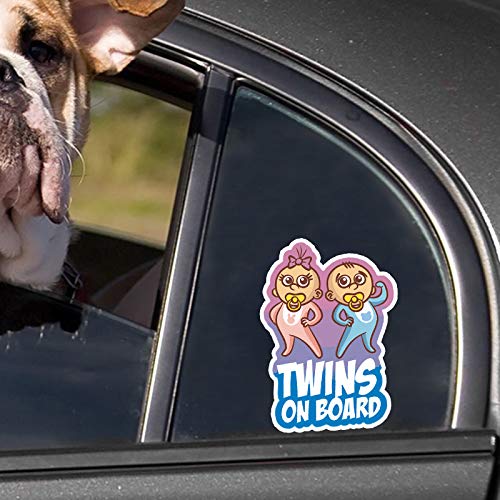 CNC. 11.716.6CM Cartoon Car Sticker Decoration Twins BABY ON Board Colored Graphic Warning Sign Decals C1-5607 - Thumbnail 2