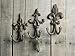 Comfify Set of 3 - Cast Iron Fleur De Lis Double Wall Hooks/Hangers - Decorative Wall Mounted Coat Hook - Rustic Cast Iron - with Screws and Anchors CA-1504-30-BR