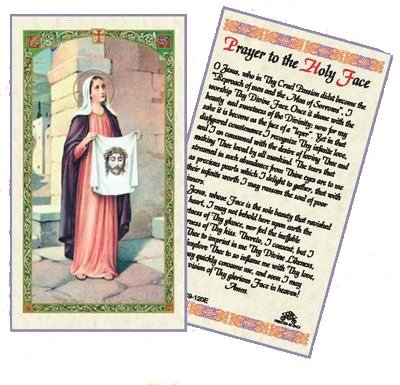 A Prayer to the Holy Face St Veronica Laminated Holy Card Blessed By His Holiness Francis
