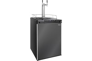 Kegco K309X-2 Keg Dispenser, 2 Faucet, Black Stainless Steel