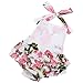 Fubin Baby Girl's Floral Print Ruffles Romper Summer Clothes With Headband,Pink Lemon,7-12 months