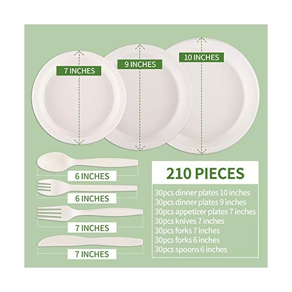 210PCS-Re-usable-Tableware-Set-Cornstarch-Cutlery-Plates-Forks-KnivesSpoons-Included-Eco-Friendly-Cornstarch-Dinnerware-for-Christmas-Party-BBQ-Picnic 210PCS Re-usable Tableware Set, Cornstarch Cutlery Plates, Forks, Knives,Spoons Included, Eco-Friendly Cornstarch Dinnerware for Christmas Party BBQ Picnic