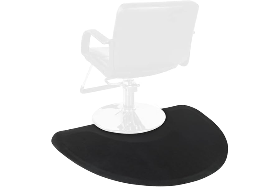 Winado 3ft x 4.5ft Salon Mat for Hair Stylist, Barber Shop Salon Chair Mats, 1/2″ Thick Comfort Anti-Fatigue Floor Mat, Round