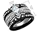 FlameReflection Black Stainless Steel Marquise Cubic Zirconia Wedding Ring Set Women Black White Stud Earrings Customized Engraving