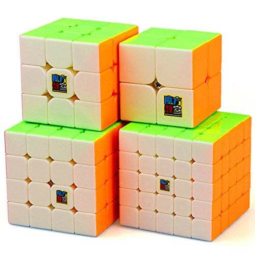 CuberSpeed Speedcubing Bundle MoFang JiaoShi MF2S 2X2 & MF3RS 3X3 & MF4S 4X4 & MF5 5X5 Stickerless Bright Magic cube Cubing Classroom Stickerless speed cube set with Gift Packing (Best Budget 4x4 Cube)