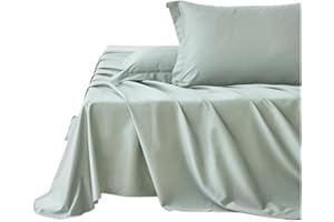 Cotton Bed Flat Sheet for Double King Queen Bed Solid Color Sheets Bedsheet(Mint Green,240x270cm 1PC)