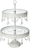 Jenny 2-Tier Glass Top White Cake or Cupcake Stand