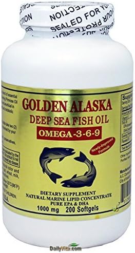 Golden Alaska Deep Sea Omega-3-6-9 Fish Oil 1000mg 200 Softgels by Golden Alaska