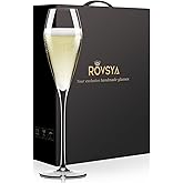 Champagne Flutes Glasses Set of 2, Hand Blown Crystal Wedding Flutes Glass, Ideal for Weddings, Anniversaries, Christmas, Special Days, 10.5 inch, 7.5 oz, Clear