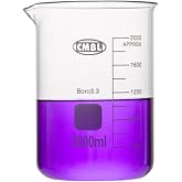 Deschem 2000ML Lab Glass Beaker Low Form 2L Laboratory Chemistry Measuring Beakers Graduated with Spout