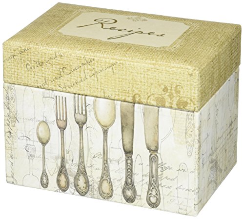 C.R. Gibson Rustic Recipe Box with Tab Dividers and Coordinating Recipe Cards, 53pc, 6.5