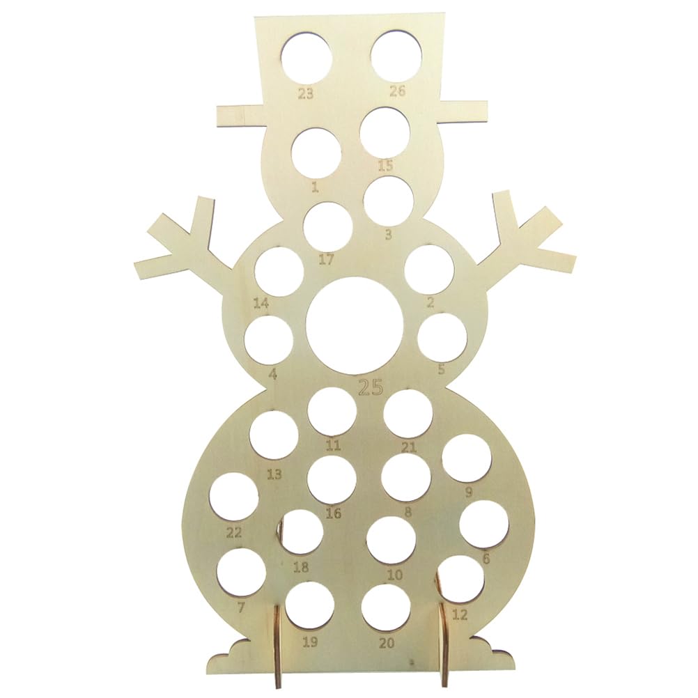 Amosfun Unfinished Wooden Advent Calendar Snowman Shape Christmas Countdown Calendar Chocolate Stand for DIY Craft Painting Christmas Table Decoration