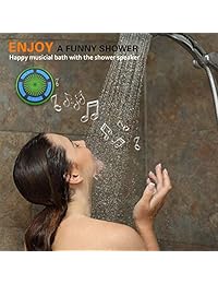 Slitinto IPX7 Altavoz de ducha portátil inalámbrico impermeable Bluetooth con radio, ventosa y luces LED de estado de ánimo, súper graves y sonido HD para ducha, piscina, playa, tubo caliente, barco y al aire libre