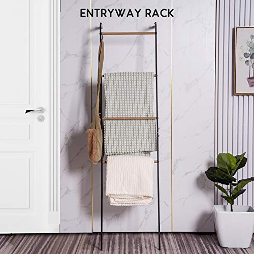 YOUDENOVA Blanket Ladder for Living Room, 4Layer Towel Ladder Rack for Bathroom, Modern Throw