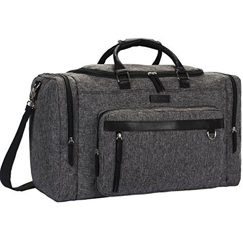 NiceEbag Vintage Duffel Bag Ultra Fiber Waterproof Weekender Duffle Travel Bag Weekender Overnight Tote Bag Leather Luggage For Men Women