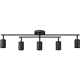 Globe Electric 64000052 5-Light Track Lighting, Center Swivel Bar, Matte Black, Ceiling Light, Track Light Heads, Pivot Shade