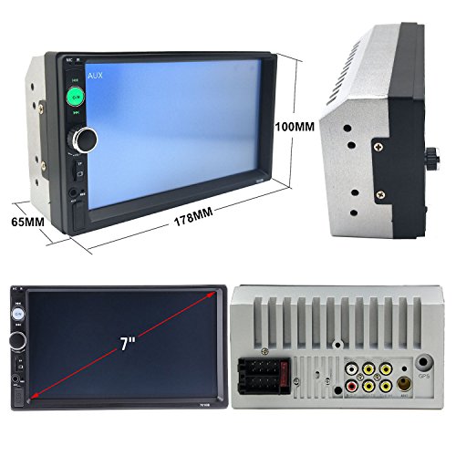 CACA 7" inch Double Din Touchscreen in Dash Stereo Car Receiver Audio Video Player Bluetooth FM Radio MP3 MP5/TF/USB/AUX,Remote Control,Rear View Camera