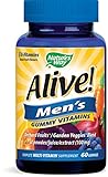 Alive! Men's Gummy Vitamin, Complete Multi-Vitamin Supplement with Orchard Fruits / Garden Veggies blend of powder/juice/extract, 60 Gummies.