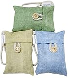 Homy Feel Air Purifying,Bamboo Charcoal Air Freshener and Odor Eliminator Bag,Air Filter Purifier for Fridge,Freezers,Cars,Closet,Shoes,Kitchens,Basements,Bedrooms,Living Areas(3 x 100g, Square)