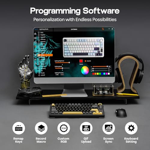 EPOMAKER X Aula EA75 MAX Wireless Gaming Keyboard with Screen & Knob, 5000mAh, Hot-Swap, Lubed Switches, RGB Backlit, Creamy Gasket, 75% Mechanical Keyboard (Black, Ice Vein Switch)