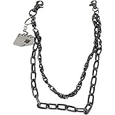 DIKJAK Double-Layer Jeans Chain with Poker Pendant - Gun Black Punk Hip-Hop Pants Chains Decoration, Wallet Chain Streetwear Clothing Accessory for Men Women