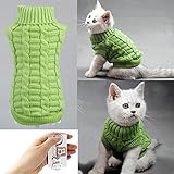 Bolbove Cable Knit Turtleneck Sweater for Small Dogs & Cats Knitwear Cold Weather Outfit (Green, X-Small)
