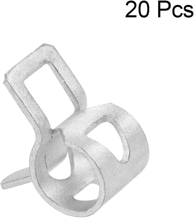 uxcell Spring Band Type Clamp 7mm Inner Dia Fit 7.5-8.2mm OD Hose Fuel Line Silicone Tube Clips Clamp Silver Manganese Steel 20Pcs - Image 3