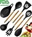 Premium Cooking Utensils Set For Nonstick Cookware - Silicone Kitchen Utensil Set - Heat Resistant Wooden Spoons for Cooking - Silicone Serving Spoons Spatula Set Spaghetti Spoon Rest for Stove Grey