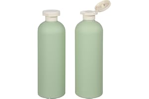 Angoily 2pcs 400ml Travel Squeeze Bottles Flip Cap, Leak-Proof Plastic Lotion and Shampoo Containers for