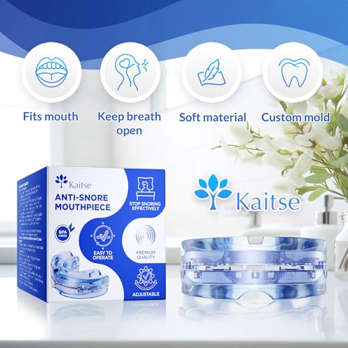 Kaitse Anti Snoring Devices for Sleep: Adjustable Snoring Solution - Essentials for men obese snorers aged 20-45 - Medium size (Navy Blue）