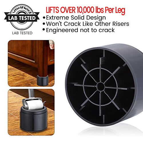 iPrimio Bed Risers Round, 3 Inch Lift, Heavy Duty, 4 Pack, Up to