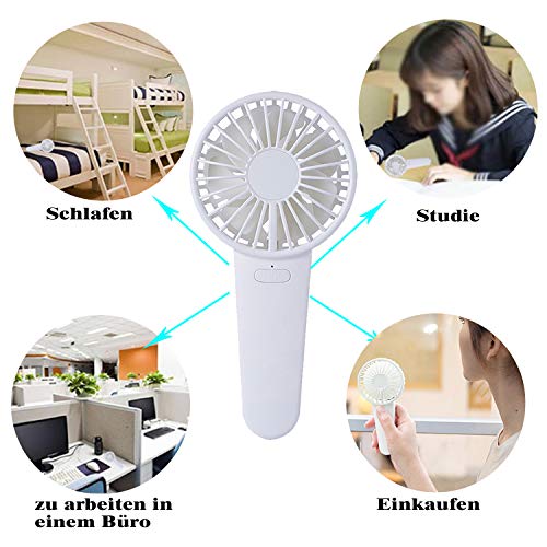 Reente USB Ventilator, Double Blades und Double motor lüfter mit 4 modus, Mini USB Leise Ventilator mit 2000mAh Akku, Tragbarer USB-Lüfter für Zuhause, Büro und Raum