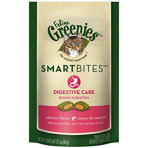 FELINE GREENIES SMARTBITES Digestive Care Treats for Cats Salmon Flavor - 2.1 oz.