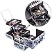 Joligrace Makeup Train Case Cosmetic Organizer Box Lockable with 3 Trays and a Brush Holder Pattern Collection (Marble)