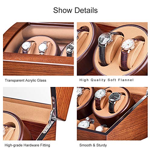 JQUEEN Automatic Watch Winder with Quiet Motor, Six Winding Spaces 7 Storages Spaces - Thumbnail 4