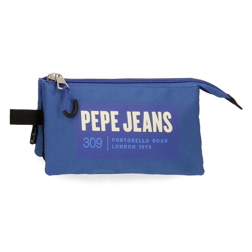Pepe Jeans Darren Triple Case Blue 22x12x5 cm Polyester, Blue, Triple Case