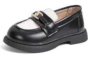 ISINSER Toddler Boys Girls Classic Dress Shoes Little Kid PU Leather Comfort Rubble Sole Oxford School Uniform Wedding Flats