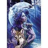 Staron 5D Diamond Painting, Wolf Lady Diamond Embroidery Painting DIY Cross Stitch Kit 5D Diamond Painting Crystals Embroidery Home Decor (I)