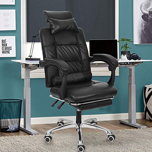 Samoii Ergonomic High-Back Reclining Executive Classic Leather Rolling Swivel Wheel Movable Adjustable Height Office Computer Desk Chair Gaming Chair with Armrest Footrest Headrest,USA