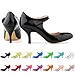 Loslandifen Ladies Mary Jane Mid Heels Casual Ankle Strap Work Pump Shoes