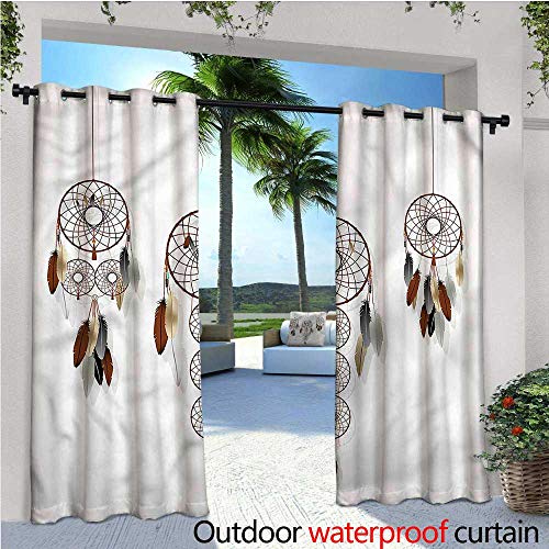 warmfamily Native American Balcony Curtains Mystic Dreamcatcher Outdoor Patio Curtains Waterproof with Grommets W72 x L96