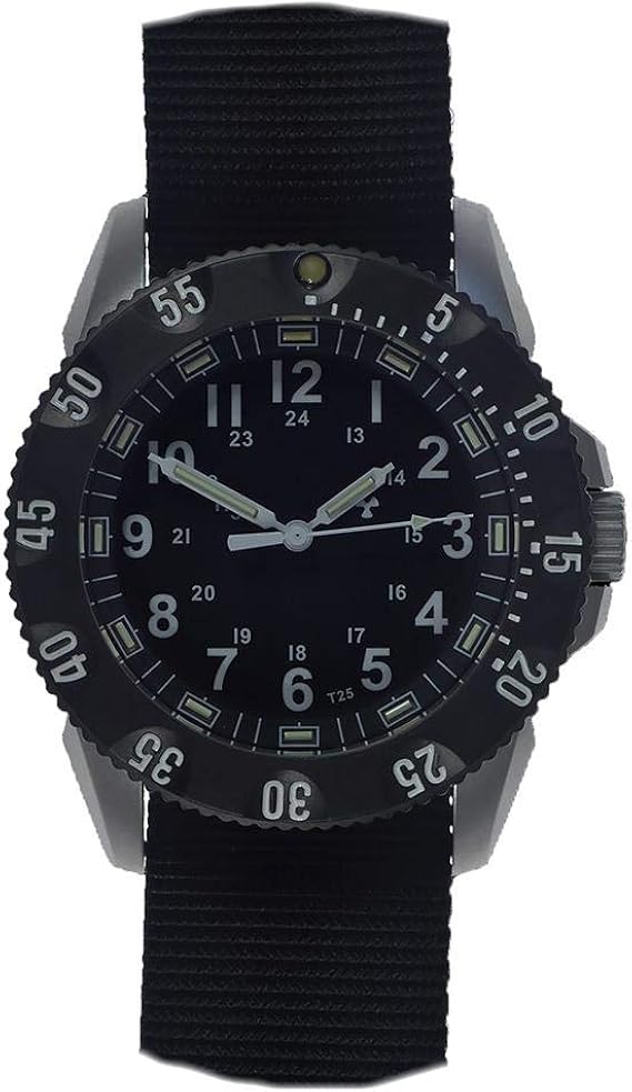 MWC Military Swiss Quartz Steel Black Sapphire Trizio NATO Men's