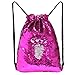 MHJY Sequin Bag Mermaid Drawstring Backpack Sports Beach Dance Bag (Fuchsia/Silver)