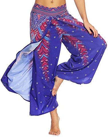 Firally Unisex Thai High Waist Yoga Pants Bohemia Indonesian Style Printing Festival Hippy Smock Summer Casual Loose Wide Leg Pants