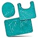 Bathroom Rug Mats Set 3 Piece - Memory Foam Extra Soft Shower Bath Rugs – Contour Mat and Lid Cover - Perfect Combination of Luxury and Comfort - Aqua Teal/Dolphins