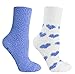 MinxNY 2 Pair Pack Non-Slip Lavender Infused Fuzzy Chenille Periwinkle Heart Slipper Socks